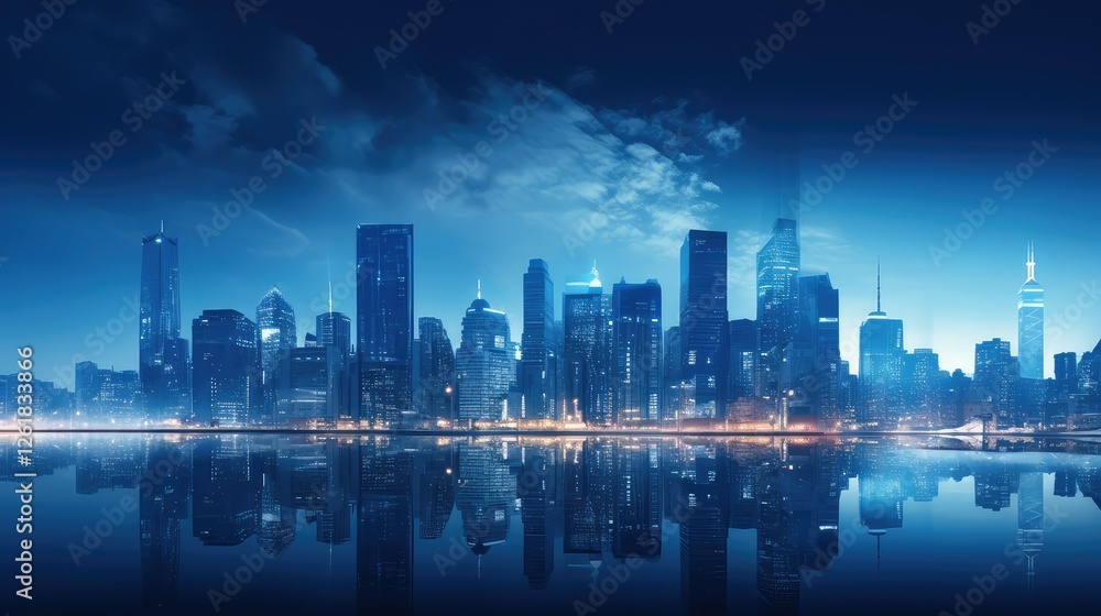 Fototapeta premium skyline blue filter