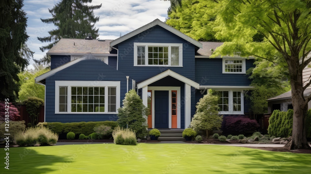 trees navy blue house trees navy blue house