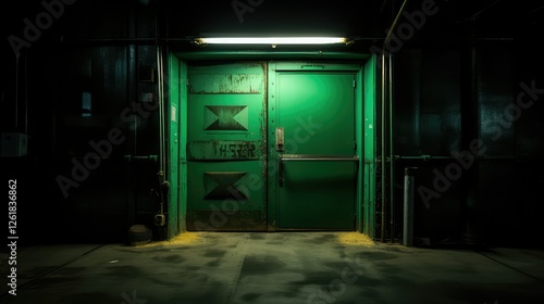 green exiting door photo