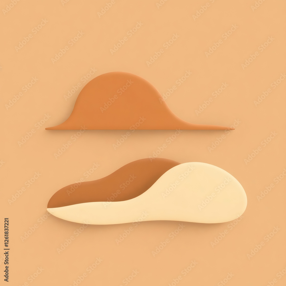 Abstract shapes in warm colors create a modern art piece relaxing on a textured backdrop Abstract shapes in warm colors create a modern art piece relaxing on a textured backdrop