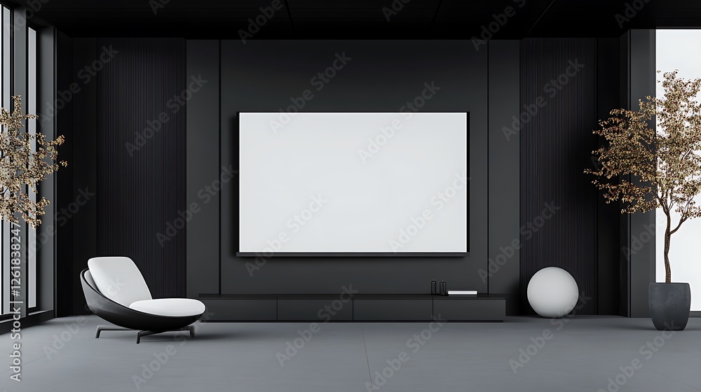 Modern Dark Interior Design: 3D Render of a Sophisticated Living Room AI Generated Modern Dark Interior Design: 3D Render of a Sophisticated Living Room AI Generated