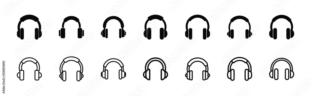 Set of headphone icon symbol vector on white background. Set of headphone icon symbol vector on white background.