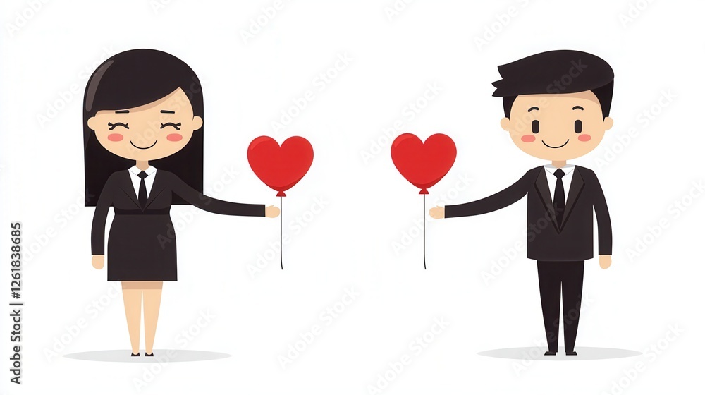 Pixel Art Business Couple Holding Heart Balloons Pixel Art Business Couple Holding Heart Balloons