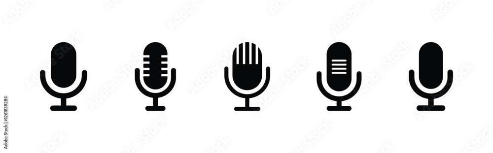 Set of microphone icon symbol vector on white background. Set of microphone icon symbol vector on white background.