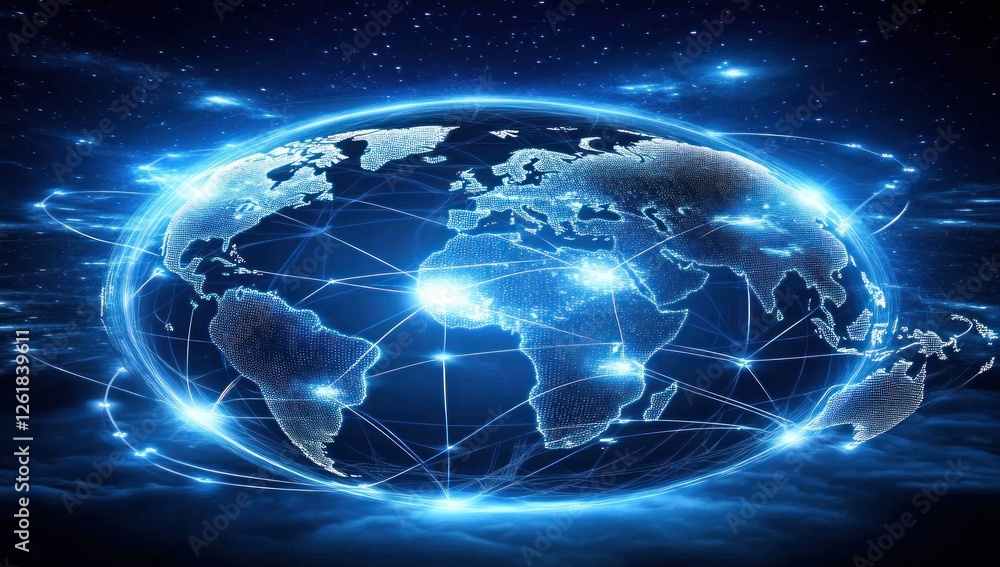 Fototapeta premium Global Network: A Visualization of Worldwide Connectivity