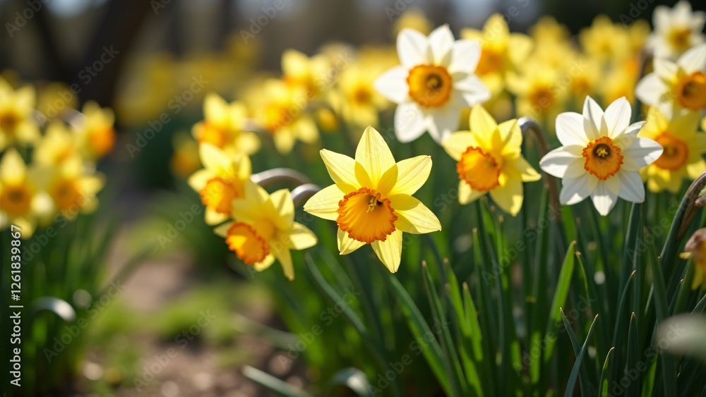A garden filled with daffodils and daisies creates a cheerful and inviting atmosphere. The bright petals and lush surroundings celebrate the joy of spring and the happiness flowers bring. A garden filled with daffodils and daisies creates a cheerful and inviting atmosphere. The bright petals and lush surroundings celebrate the joy of spring and the happiness flowers bring.