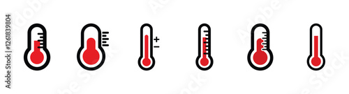 Set of thermometer icon symbol vector on white background.