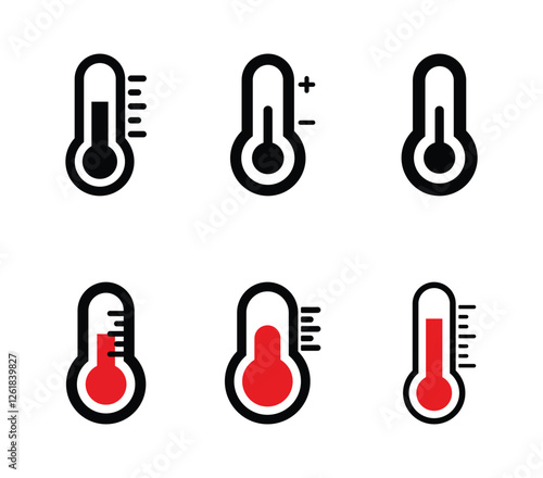 Set of thermometer icon symbol vector on white background.
