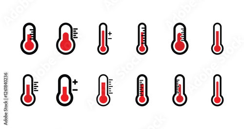 Set of thermometer icon symbol vector on white background.