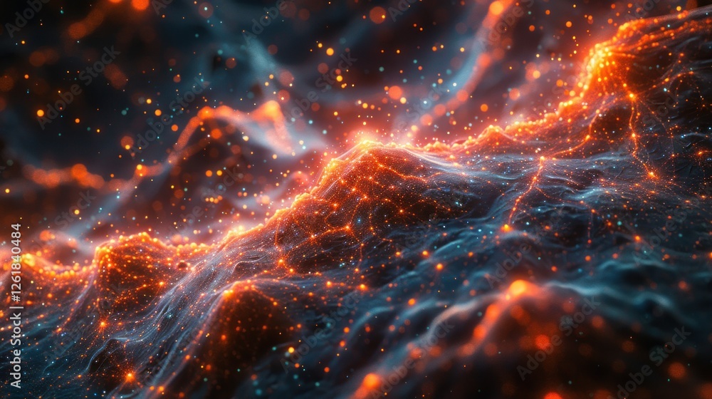 Abstract Digital Landscape with Glowing Particles Abstract Digital Landscape with Glowing Particles