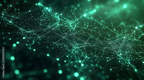 Aerial view of a futuristic cityscape with a complex network of glowing digital connections and technological graphics  The image represents the interconnectivity and infrastructure of a modern