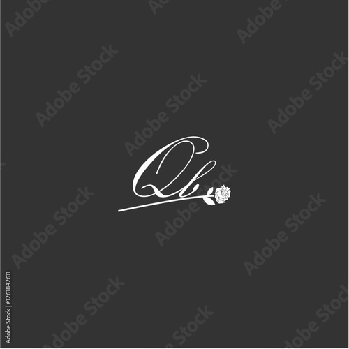 Initial QB art illustration flower design creative