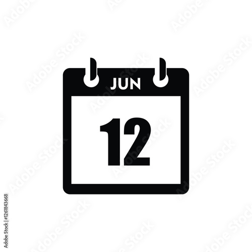 calender icon, 12 june icon with white background