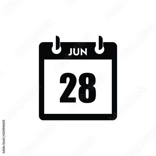 calender icon, 28 june icon with white background