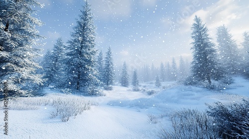 Wallpaper Mural Snow covered pine trees in a winter wonderland Torontodigital.ca