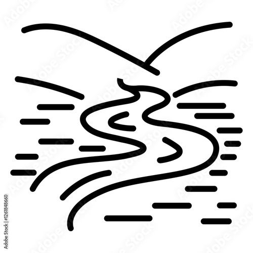 Monsoon Riverscape Vector Icon