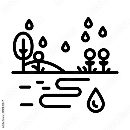 Monsoon Scenery Vector Icon