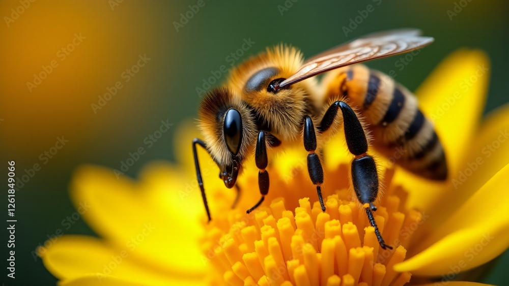 A bee pollinating a flower creates an intimate and fascinating atmosphere. The vibrant flower and precise movements celebrate the vital role of pollinators and the importance of protecting bees. A bee pollinating a flower creates an intimate and fascinating atmosphere. The vibrant flower and precise movements celebrate the vital role of pollinators and the importance of protecting bees.