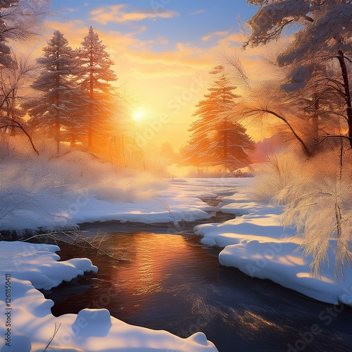 sunset over the river