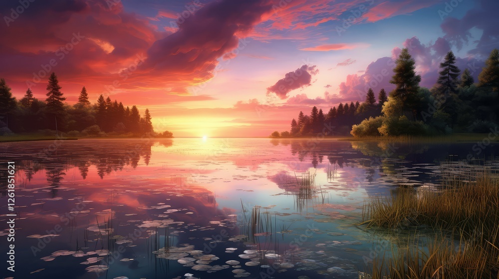 Obraz premium sunpond water magic