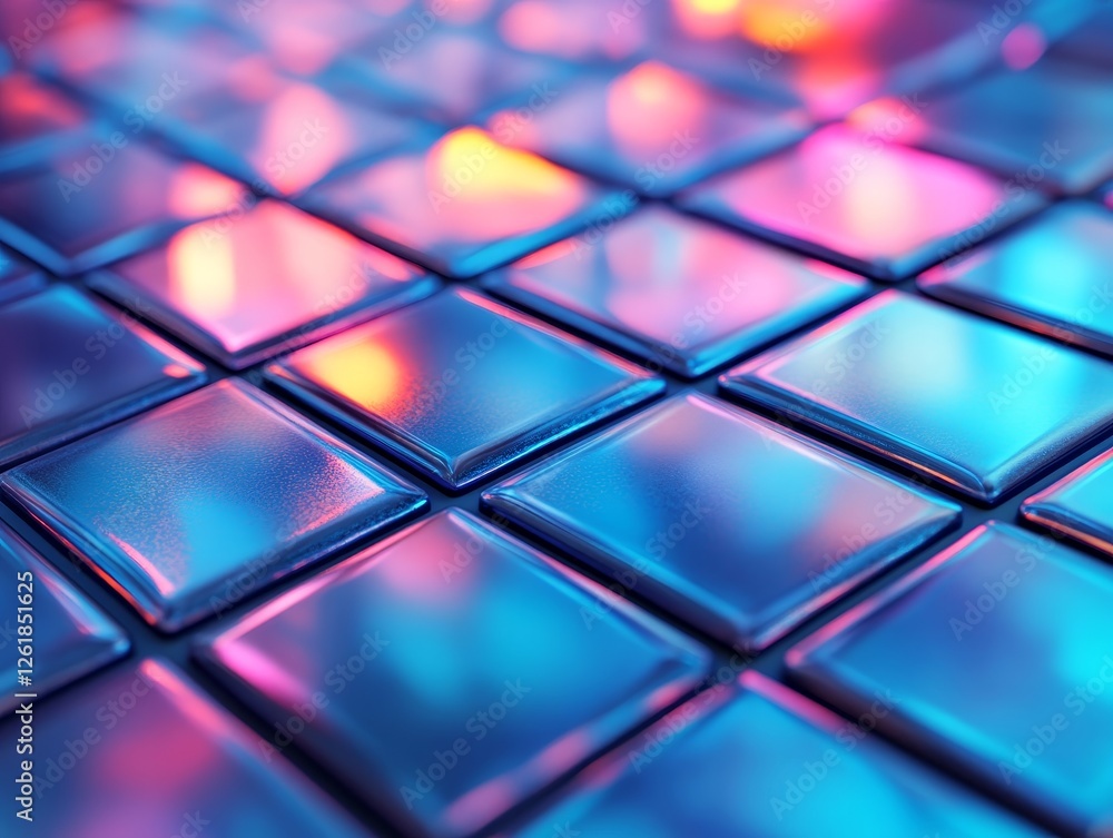 Abstract blue grids, iridescent design, 3d render, Generative AI Abstract blue grids, iridescent design, 3d render, Generative AI