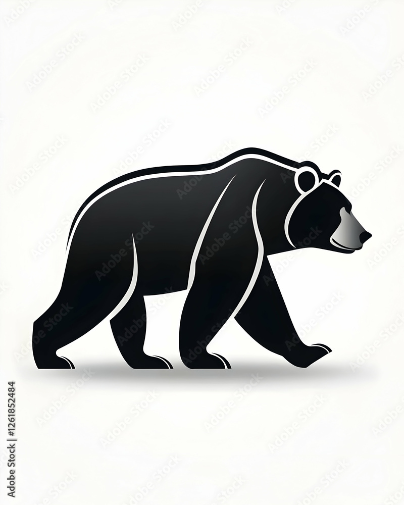 Obraz premium Walking bear for wildlife illustration, conservation projects, simple isolated. Generative AI