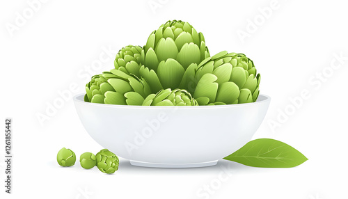 Wallpaper Mural Artichokes in a white bowl on white background for health or recipe projects. Generative AI Torontodigital.ca