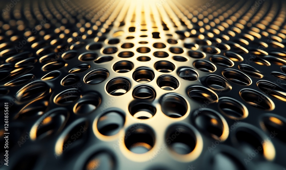 Obraz premium Metallic grid pattern, 3D render, Generative AI