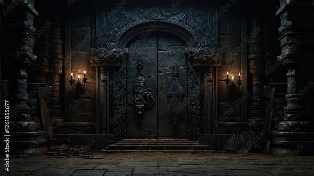 Fototapeta premium wooden dark doorway