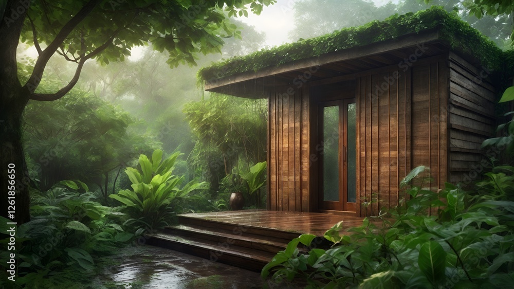 8K ultra high-resolution, rustic wooden house, gentle rainfall, lush green foliage, digital painting, photorealistic environment, misty forest, nostalgic ambiance, peaceful scenery, tranquil landscape 8K ultra high-resolution, rustic wooden house, gentle rainfall, lush green foliage, digital painting, photorealistic environment, misty forest, nostalgic ambiance, peaceful scenery, tranquil landscape