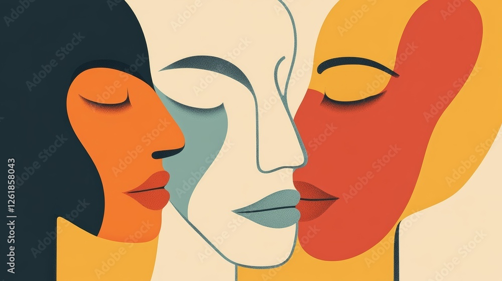 Abstract Emotional Connections in Minimalist Shapes with Vibrant Colors Abstract Emotional Connections in Minimalist Shapes with Vibrant Colors