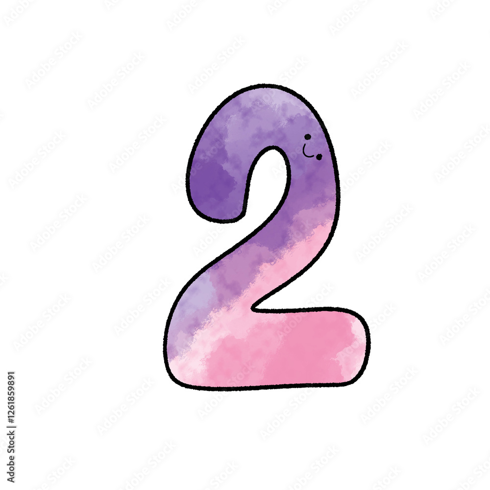 Naklejka premium Pink number two