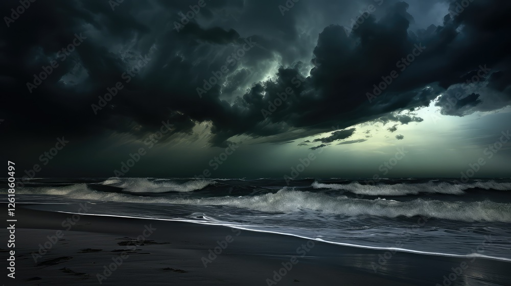 Naklejka premium beach cloudy dark sky