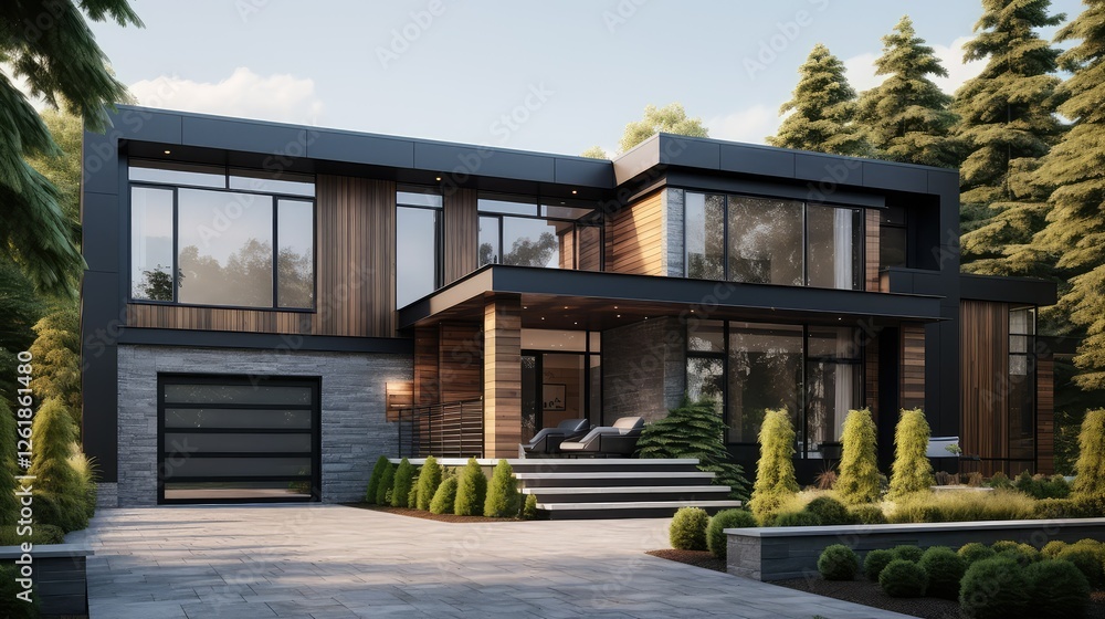 Obraz premium materials suburban house front