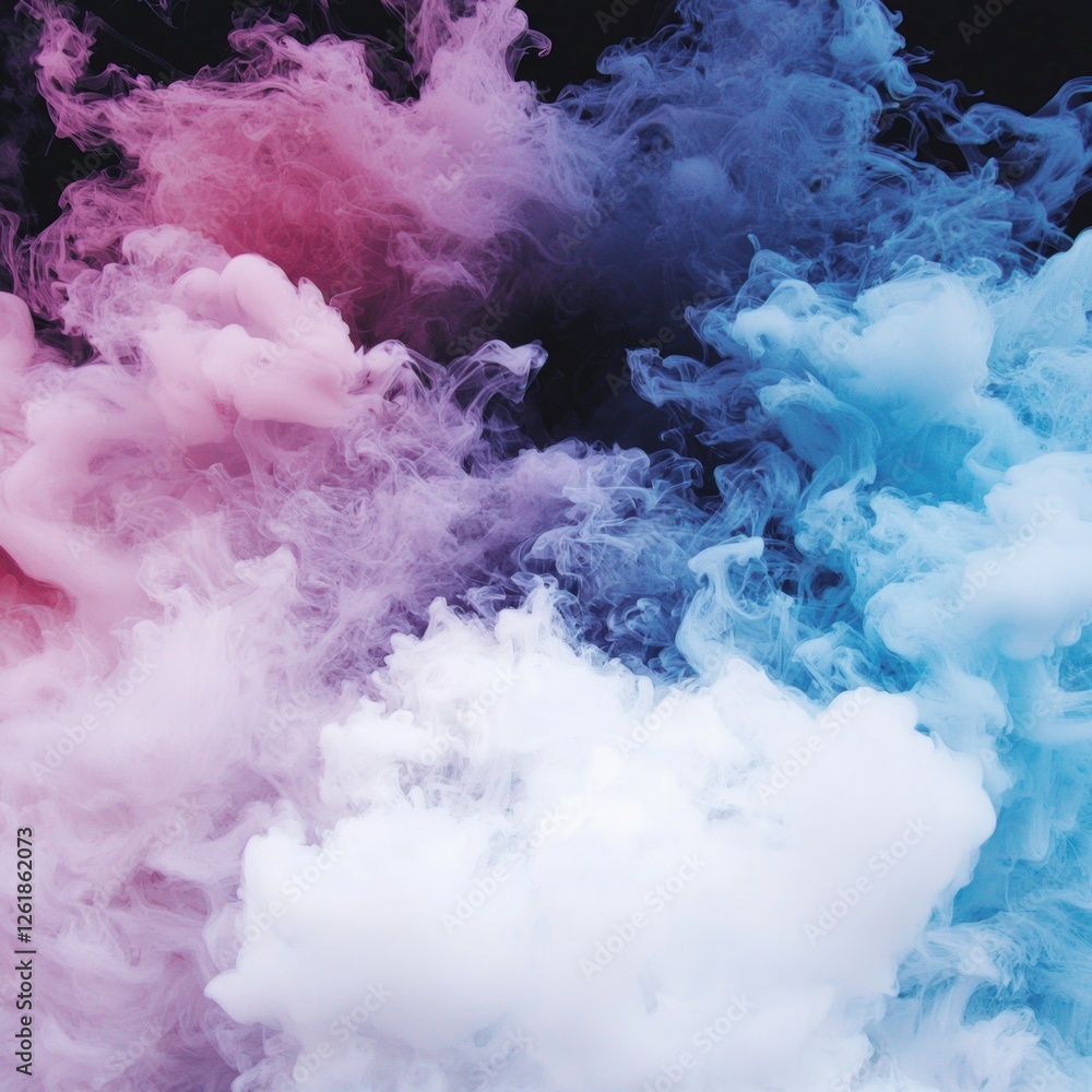 Fototapeta premium Abstract Colorful Smoke Swirls on Black Background
