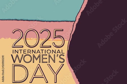 International Women's Day. Vector illustration of diverse cartoon women standing together and holding a placard over their heads. Isolated on background.
