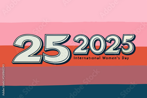 International Women's Day. Vector illustration of diverse cartoon women standing together and holding a placard over their heads. Isolated on background.