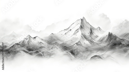 mountain black and white doodle photo