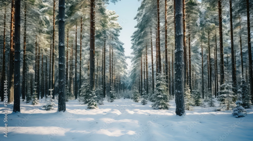 Naklejka premium green winter pine trees