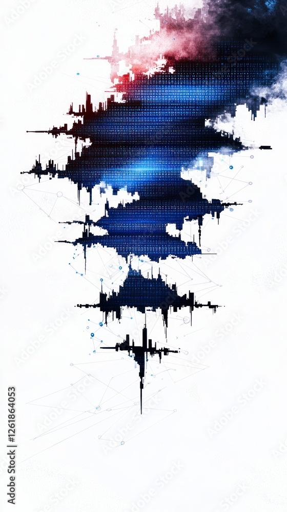 Obraz premium Abstract Digital Painting with Dark Blue Red and Purple Textures