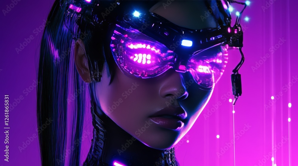 Futuristic Vision, A Cyberpunk Portrait in Neon and Shadow Futuristic Vision, A Cyberpunk Portrait in Neon and Shadow