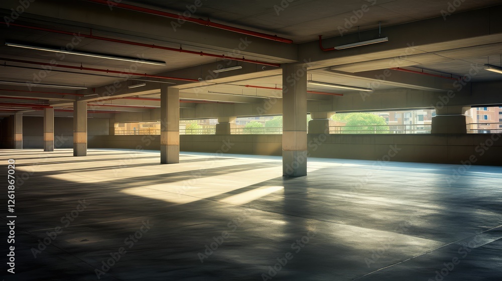 Fototapeta premium concrete blurred parking garage interior