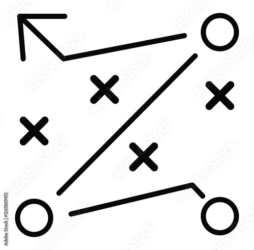 Tactical plan icon. Arrows and cross marks. Strategy vector concept. Strategy planning icon. Tactics line icon. tactics business concept icon and symbol. 