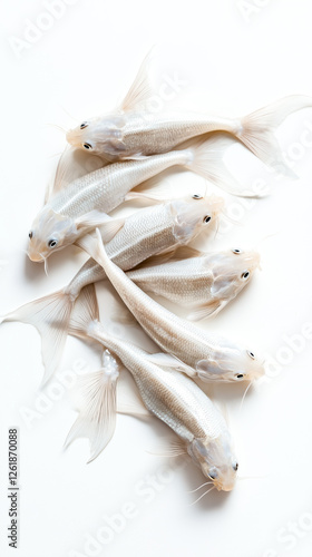 Small white school of catfish fingerlings photo