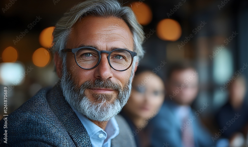 Distinguished businessman with a thoughtful gaze during a meeting Distinguished businessman with a thoughtful gaze during a meeting