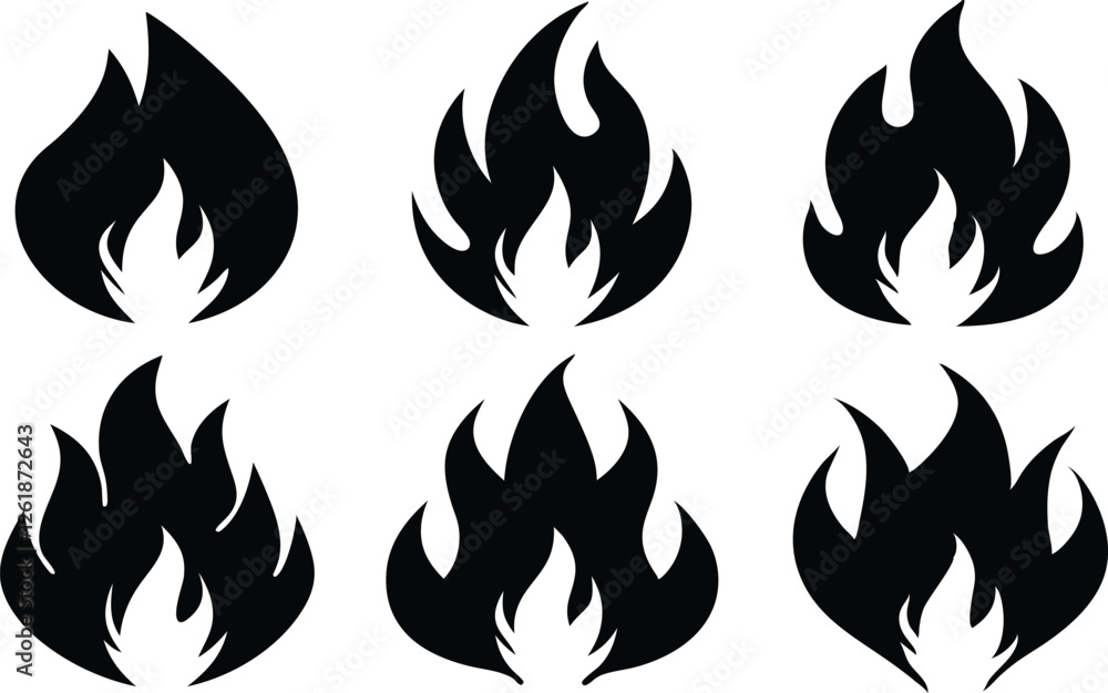 Fire flame silhouette vector set, Fire Flame Svg, Flame Clipart Fire flame silhouette vector set, Fire Flame Svg, Flame Clipart