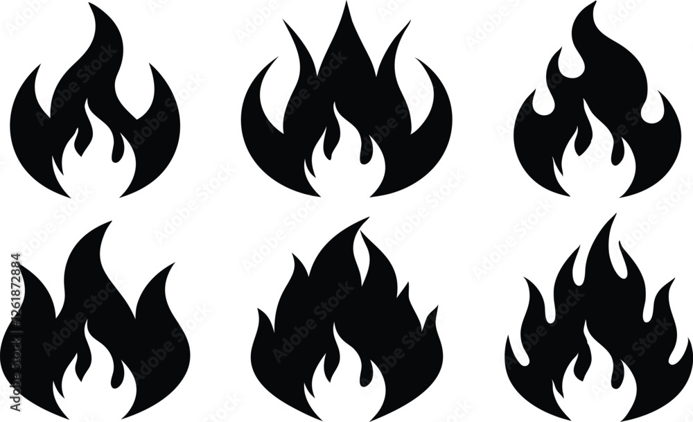 Fire flame silhouette vector set, Fire Flame Svg, Flame Clipart Fire flame silhouette vector set, Fire Flame Svg, Flame Clipart
