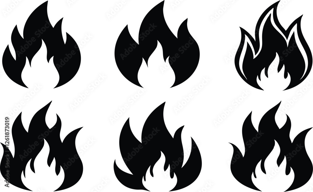 Fire flame silhouette vector set, Fire Flame Svg, Flame Clipart Fire flame silhouette vector set, Fire Flame Svg, Flame Clipart