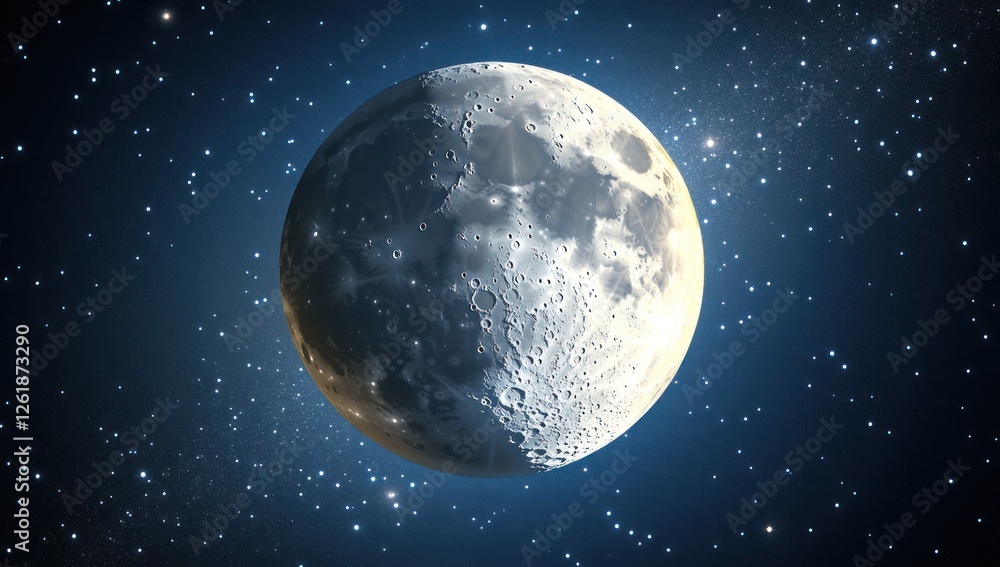 Obraz premium of the Moon with craters on a dark background.