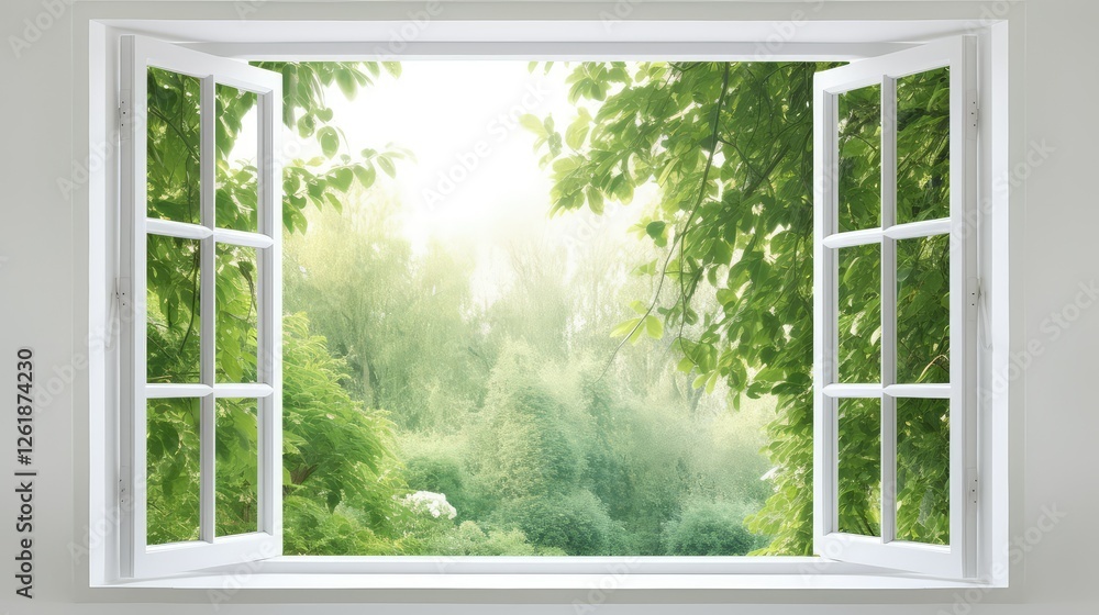 Naklejka premium green window white background